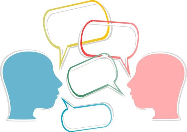Dialogue concept. human head with speech bubbles — Stock Photo, Image