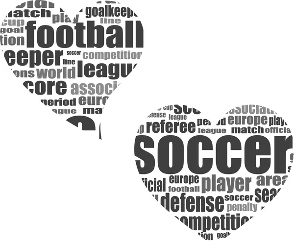 Futbol word cloud kavramında kalp şekli — Stok fotoğraf