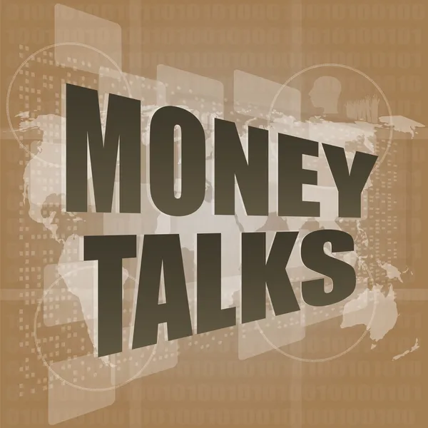 Χρήματα έννοια: χρήματα λόγια μιλά στην ψηφιακή οθόνη, 3d — Φωτογραφία Αρχείου