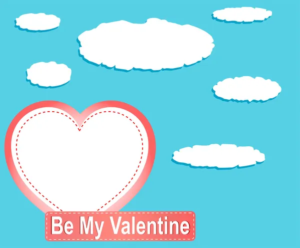 Valentijn hart ballonnen en wolken tegen blauwe hemel — Stockfoto