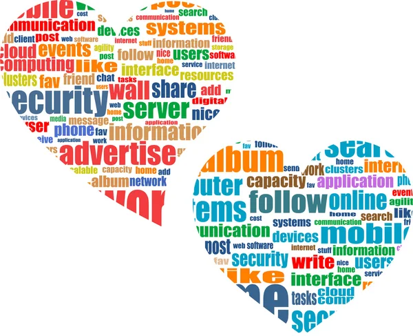 Concepto de marketing en redes sociales en word tag cloud in heart — Foto de Stock