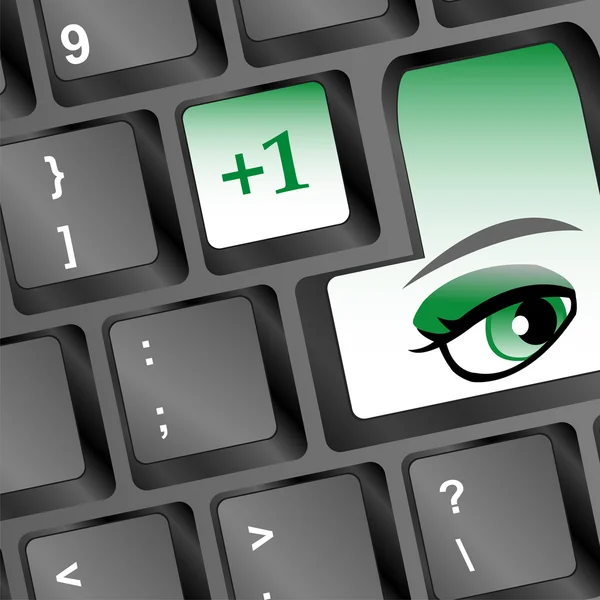 Protection concept: Enter button with Eye on computer keyboard, 3d — Stock Photo, Image