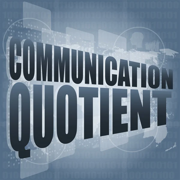 Mot quotient de communication sur l'écran tactile numérique d'affaires — Photo