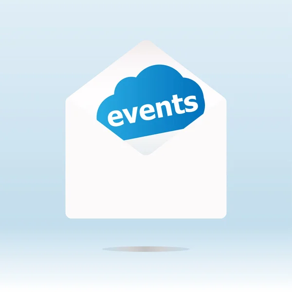 Events word on blue cloud on envelope — Stock Photo, Image