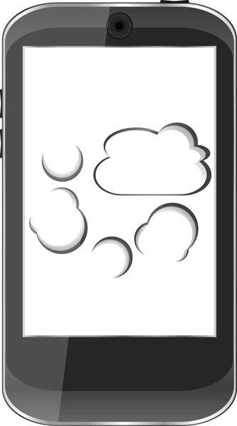 Concepto de computación en nube. Teléfono móvil inteligente con icono de nube —  Fotos de Stock