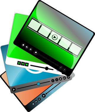 video film media player arabirimi kümesi üzerinde beyaz izole