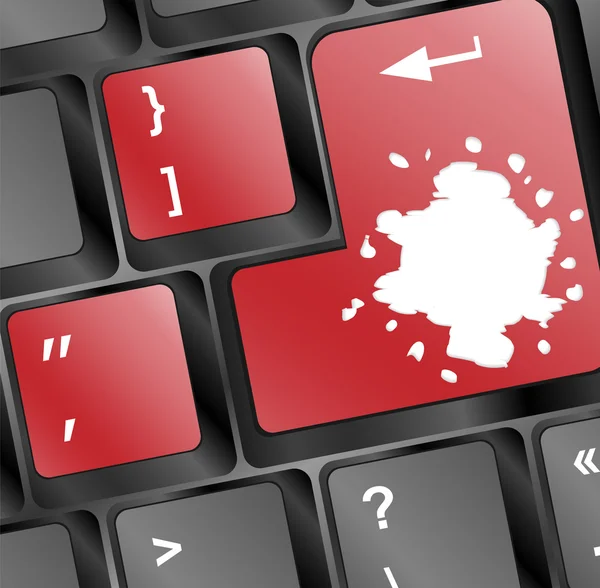 Computer keyboard with red colored enter key and blots — Stock Photo, Image