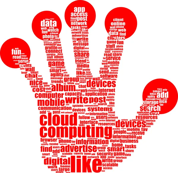 Like hand symbol with tag cloud of word — Stock Photo, Image