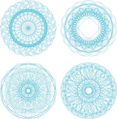 soyut daire desenle, mandala seti mavi