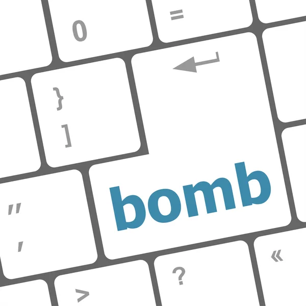 Gevaarlijke bom knop op witte computer toetsenbord — Stockfoto