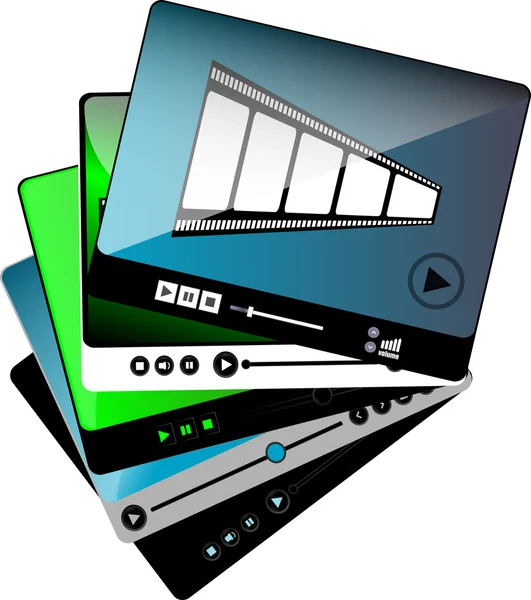 Video movie media player interface set isolated — Stock Photo, Image