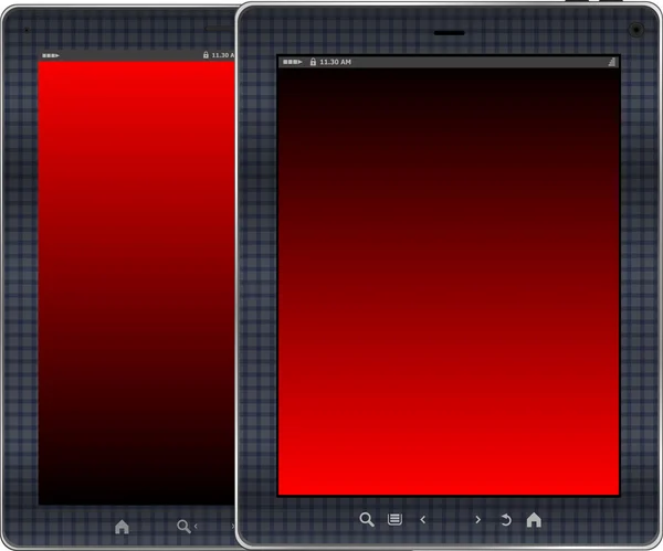 Photo-realistic illustration of red colored vertical tablet pc set — Stock Photo, Image