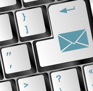 Mail klavye düğme üstünde mavi klavye