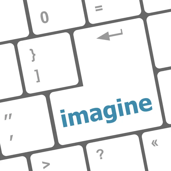 Představte si, že slovo na klíč klávesnice počítače pc — Stock fotografie