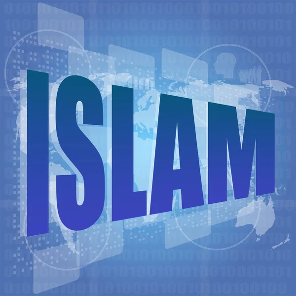 Islam word sur écran tactile numérique - concept social — Photo