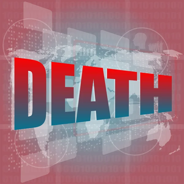 Socail concept: words death on digital touch screen — Stock Photo, Image