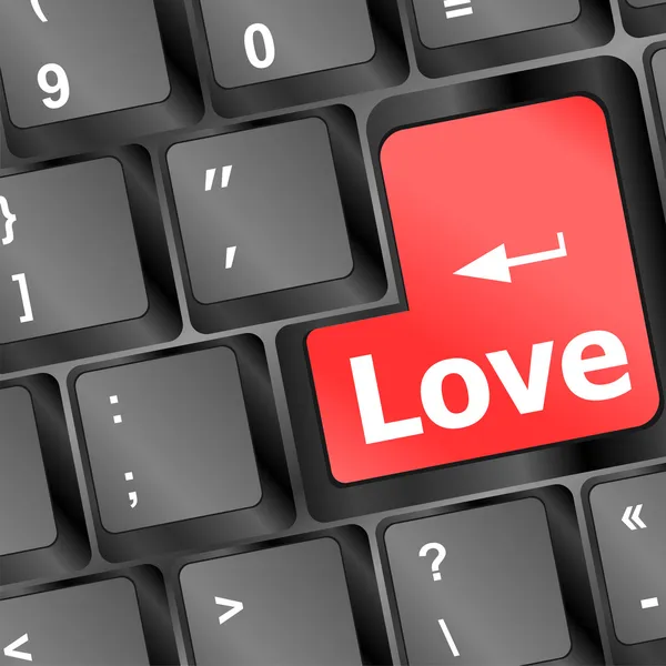 Teclado moderno con texto de amor. Concepto de red social —  Fotos de Stock