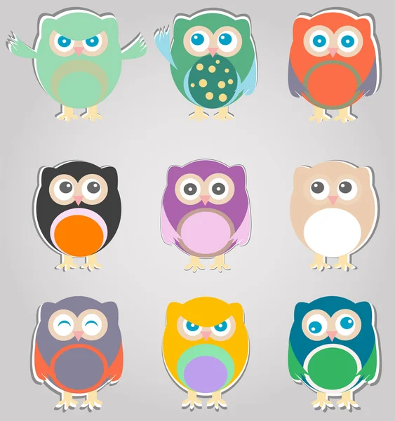 Set of cute owls — Stock Photo, Image