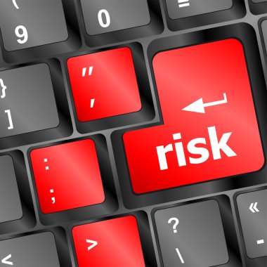 Kırmızı risk düğme üstünde belgili tanımlık klavye