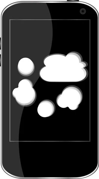 Smartphone met abstract cloud computing symbool op een scherm — Stockfoto