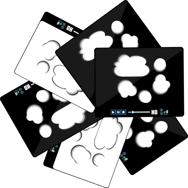 Film gracz interfejs z streszczenie chmura na ekranie — Zdjęcie stockowe