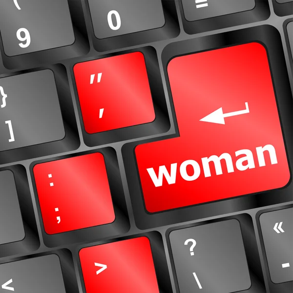 Woman keyboard button on laptop computer key — Stock Photo, Image
