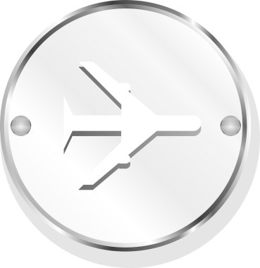 beyaz zemin üzerine metalik uçak simgesi