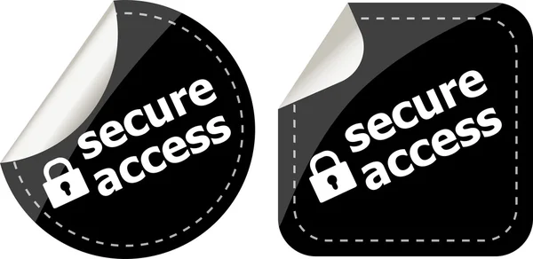 Secure access with lock on black stickers set — Stock Photo, Image