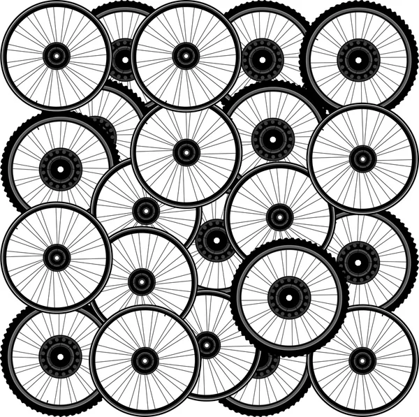 Bisiklet arka plandan birçok bisiklet tekerlekler — Stok fotoğraf