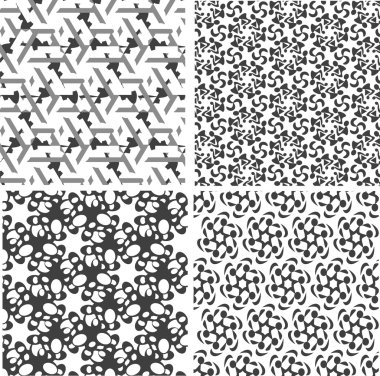 kesintisiz geometrik desenleri kümesi, siyah ve beyaz