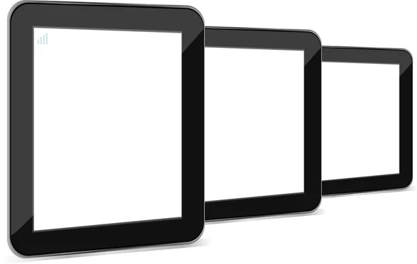 Tablet pc com tela branca vazia e quadro preto — Fotografia de Stock