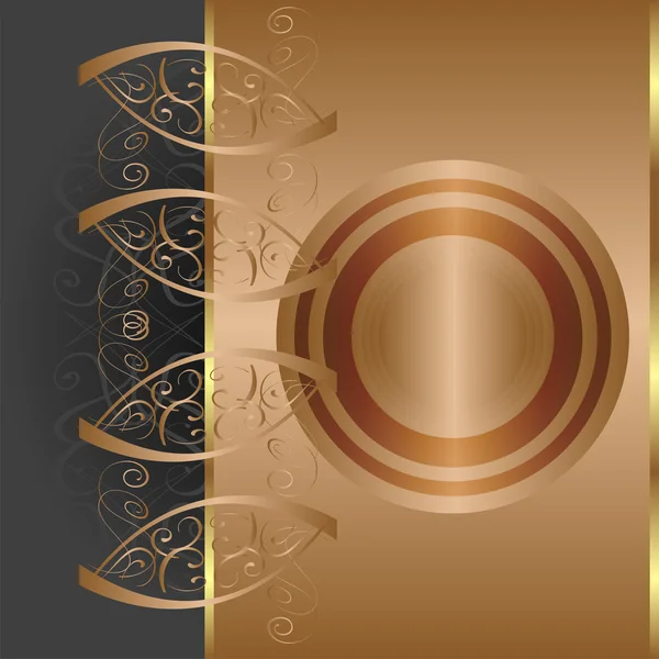 Banner dourado com design caligráfico floral — Fotografia de Stock