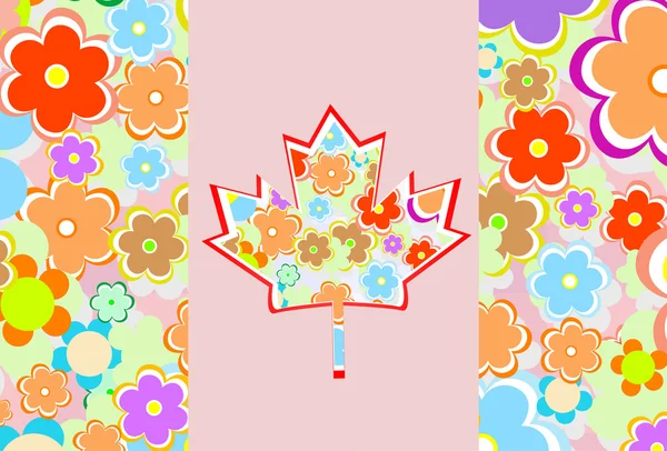 Canada maple leaf - flower card — Stock Photo, Image