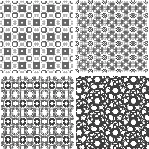 Set of 4 seamless patterns. Monochrome geometrical patterns — Stock Photo, Image