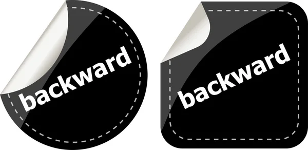 Achterwaarts woord op zwarte stickers knop set, label — Stockfoto