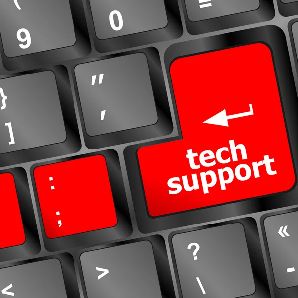 Personal computer keyboard with red key tech support — Stock Photo, Image