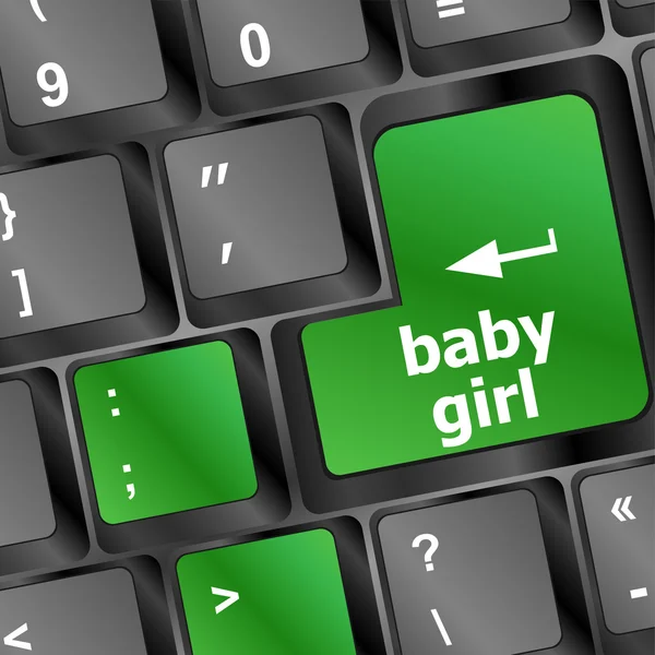 Tastatur mit Baby-Mädchenwort auf Computer-Taste — Stockfoto