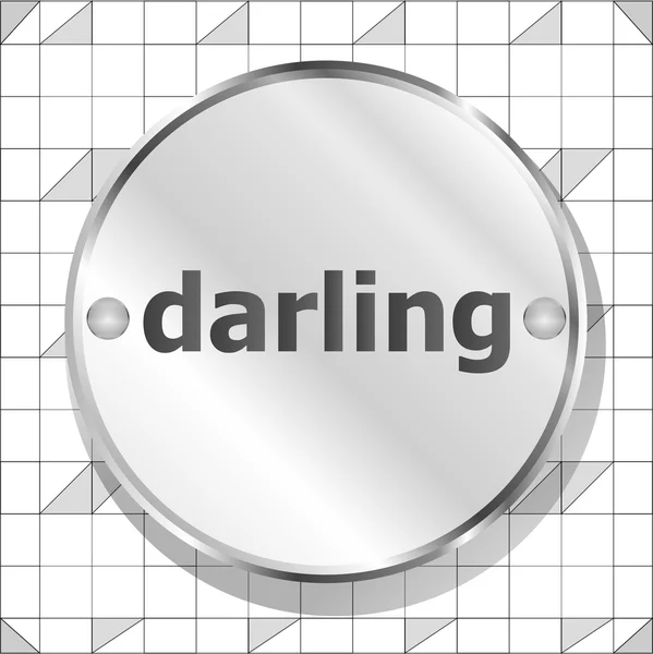 Woord darling op metalen knop — Stockfoto