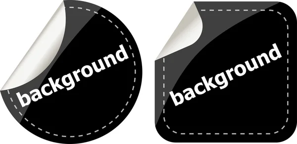 Palabra de fondo en pegatinas negras conjunto de botones, etiqueta — Foto de Stock