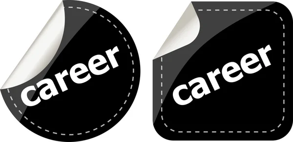Carrière woord op zwarte stickers knop instellen, zakelijke etiket — Stockfoto