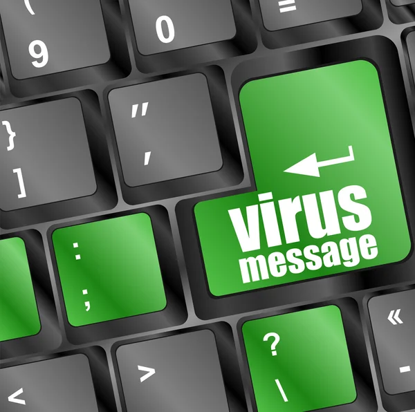 Tastiera del computer con il tasto del messaggio del virus — Foto Stock