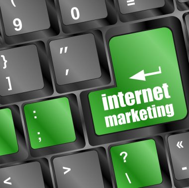 çevrimiçi pazarlama veya internet pazarlama kavramları, klavye tuşunun giriş tuşunda iletisi olan