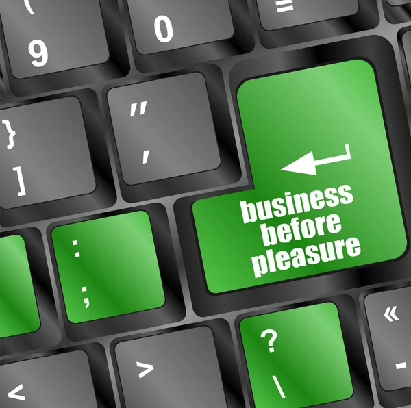 Business before pleasure button on computer keyboard key — Stock Photo, Image