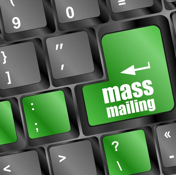 Marknadsföringskoncept: dator tangentbord med ord Mass Mailing — Stockfoto