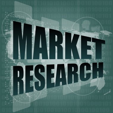 pixeled kelime Pazar araştırması üzerinde dijital ekran 3d