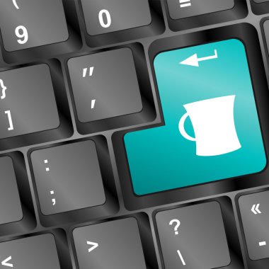 Keyboard with Coffee Break button, work concept clipart