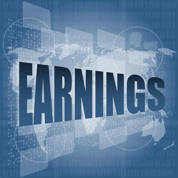 Earnings words on touch screen interface — Stock Photo, Image
