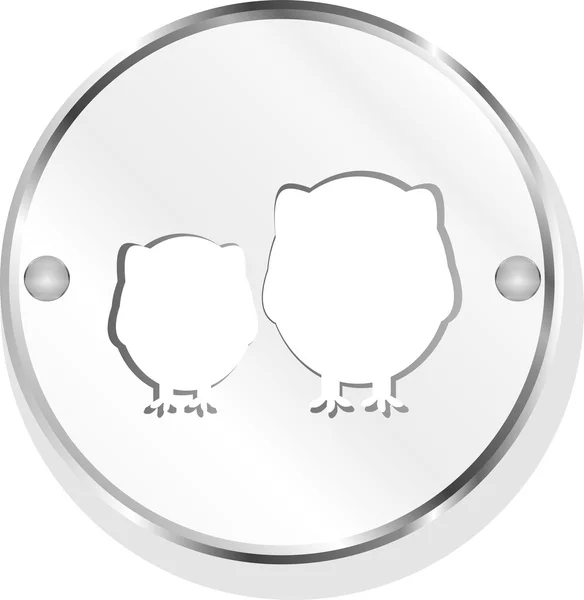 Metallic button with owl family — Stock Photo, Image