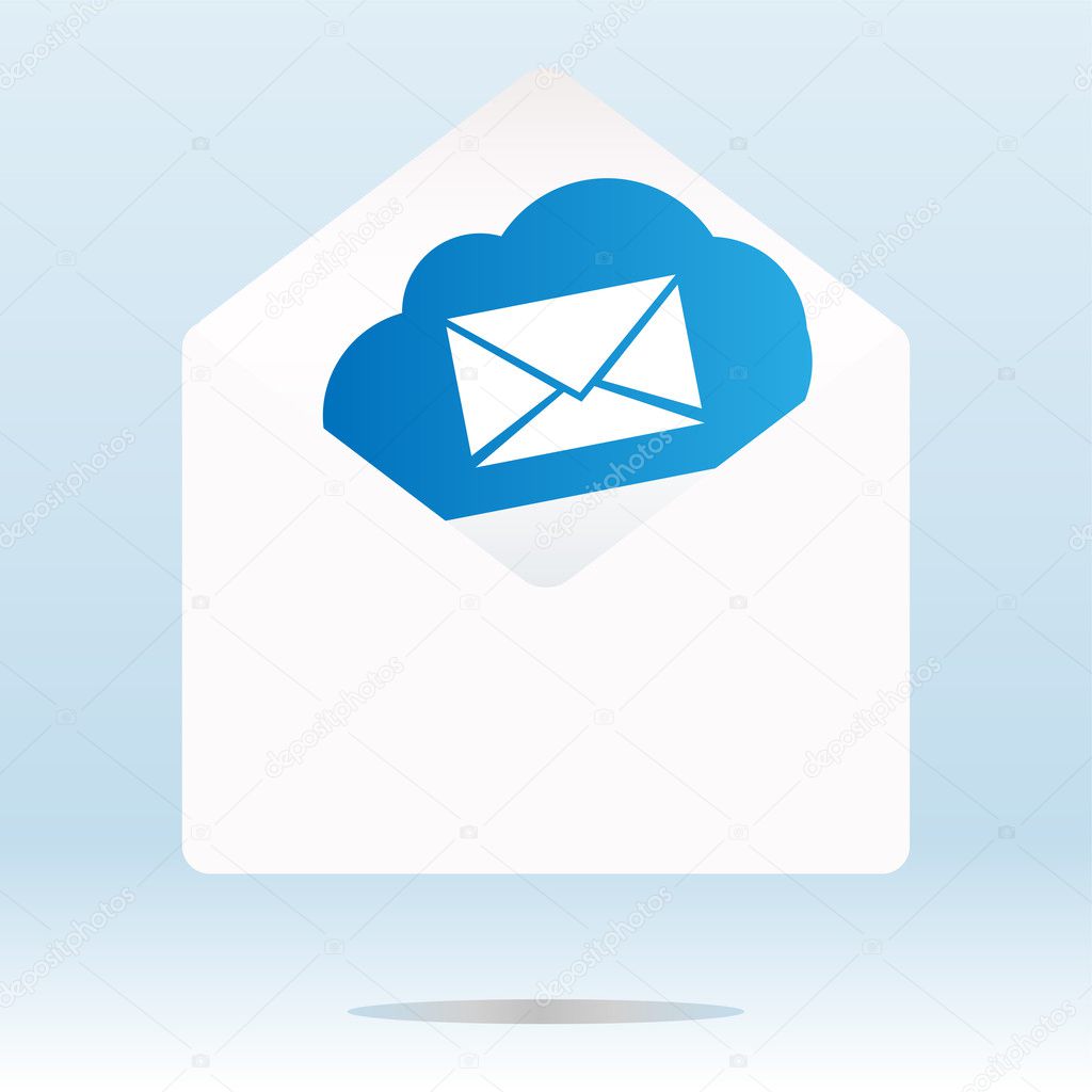 mail on blue cloud, mail envelope