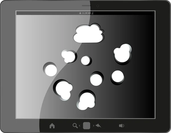 Siyah tablet pc, sosyal ağ kavramı üzerinde konuşma balonu — Stok fotoğraf
